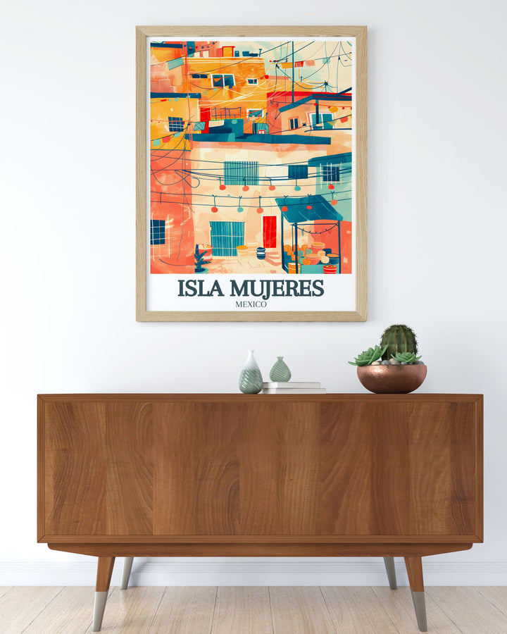 Sophisticated Isla Mujeres artwork showcasing Centro, Avenida Rueda Medina a versatile and stylish print that complements both traditional and contemporary home decor.