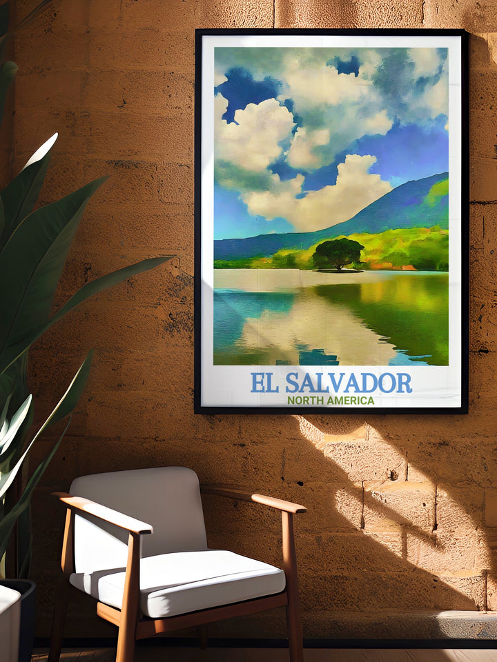 El Salvador photo of Lake Coatepeque a captivating image that brings the beauty of El Salvador into your home a perfect addition to any art collection or as a travel gift featuring the serene waters and lush surroundings of Lake Coatepeque