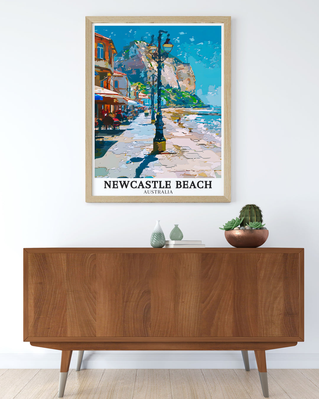 Bathers Way Travel Poster offers a glimpse into the natural beauty of Newcastles coastline. The prints detailed portrayal of the coastal pathway highlights the areas rugged cliffs and scenic views. Ideal for anyone who enjoys the outdoors, this poster brings the spirit of adventure and the beauty of the coast into your living space.