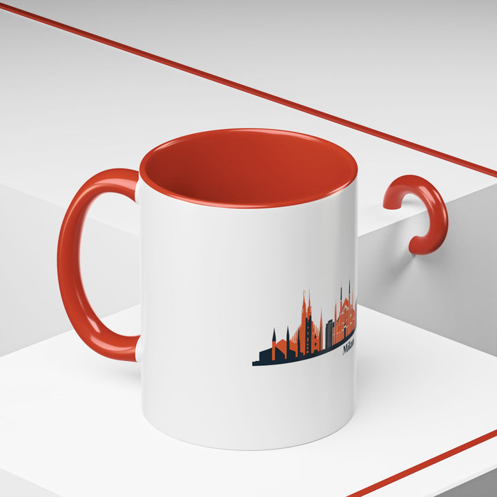 Enjoy your favorite drinks with this Milan mug that combines artistic beauty and practicality. Featuring a design inspired by Milan's iconic landmarks, it is ideal for coffee lovers. Dishwasher and microwave safe for easy use and care.