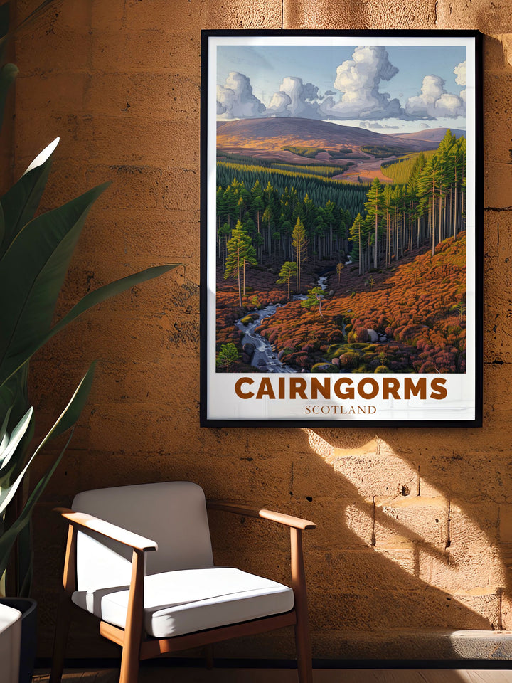Elegant home decor with Rothiemurchus Forest artwork highlighting the abstract nature of Scotlands iconic landscapes perfect for those who appreciate the beauty of the highlands and want to incorporate it into their living space