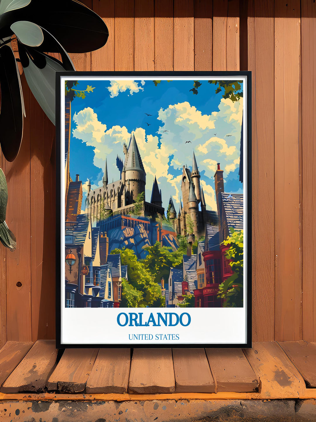 Captivating San Diego poster offering a glimpse into the coastal beauty of California paired with Wizarding World of Harry Potter Castle stunning living room decor perfect for transforming your space into a magical haven filled with travel memories and enchanted tales