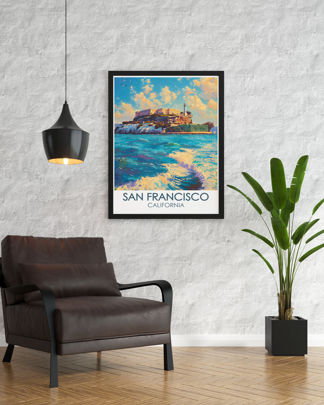 Our San Francisco Travel Print captures the spirit of the West Coast with a unique illustration of Alcatraz Island and the Golden Gate Bridge. This detailed wall art is perfect for anyone who loves Californias iconic landmarks and travel themed decor.