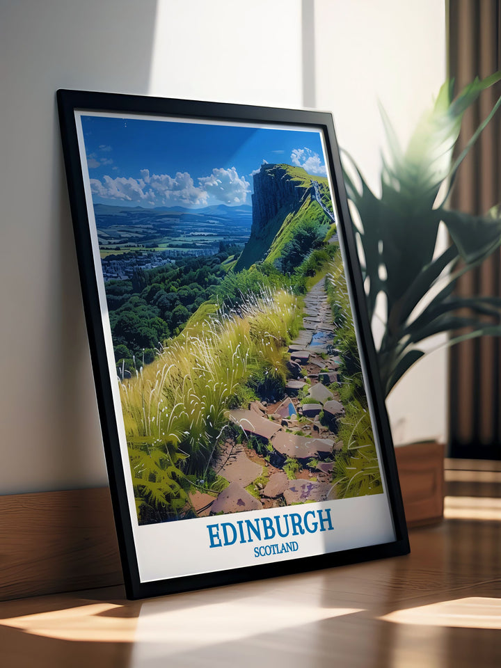 Framed art print showcasing the scenic landscapes of Arthurs Seat, celebrating the natural and historic beauty of Edinburgh.
