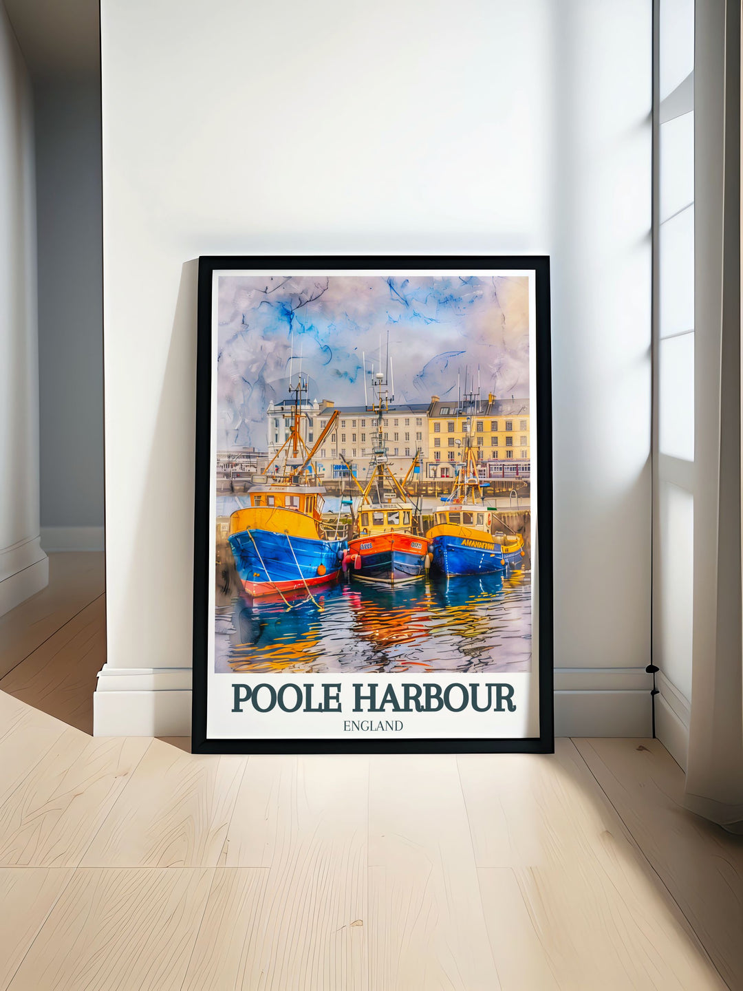 England Poole Harbour poster featuring a serene view of Borough of Poole Holes Bay perfect for adding a touch of elegance to any home decor an ideal gift for travel lovers showcasing Englands stunning maritime scenery