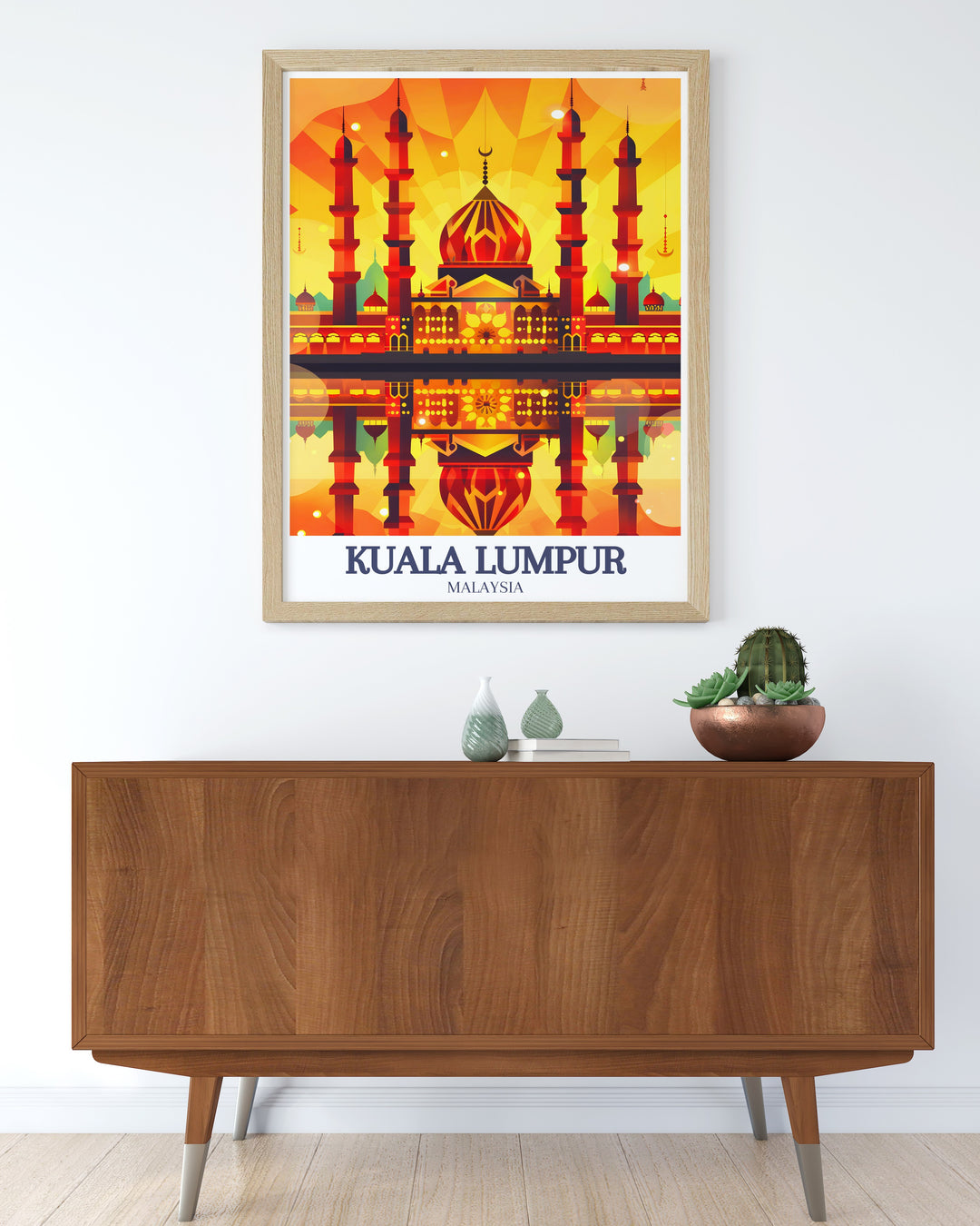 Sultan Salahuddin Abdul Aziz Mosque in Shah Alam poster for Malaysia decor enthusiasts. This Kuala Lumpur print captures the mosques elegance and is perfect for any home or office.