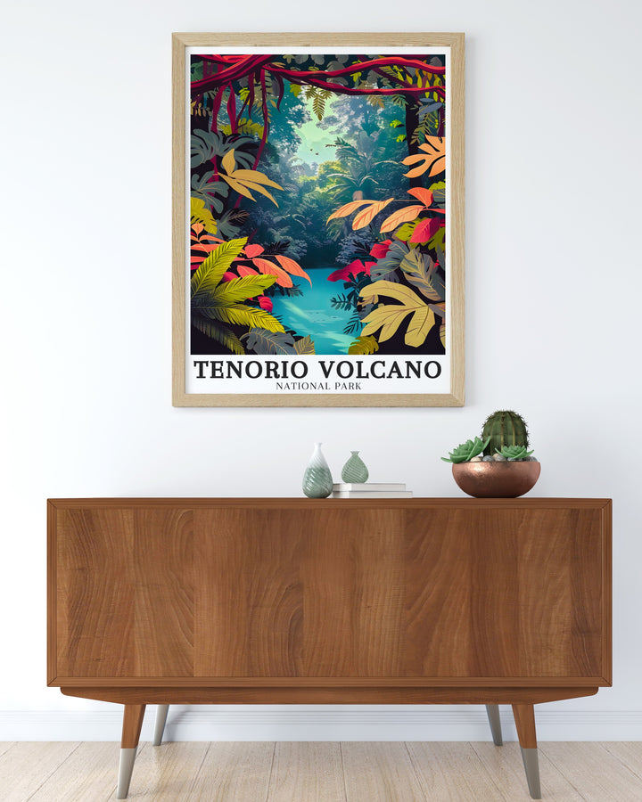 Vibrant Costa Rica Wall Art depicting Tenorio Volcano with rich textures and colors perfect for adding a touch of natural beauty to any living space or as a thoughtful gift.