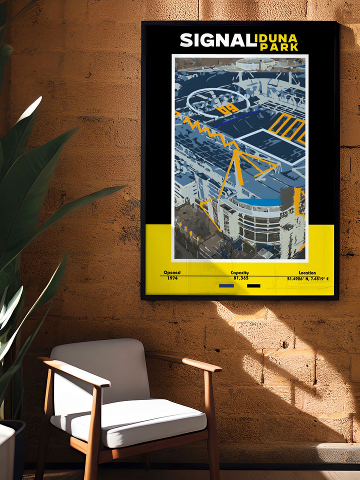 The Marco Reus Poster is a must have for Borussia Dortmund fans featuring the iconic Signal Iduna Park and showcasing the talents of Julian Brandt and Donyell Malen in stunning detail