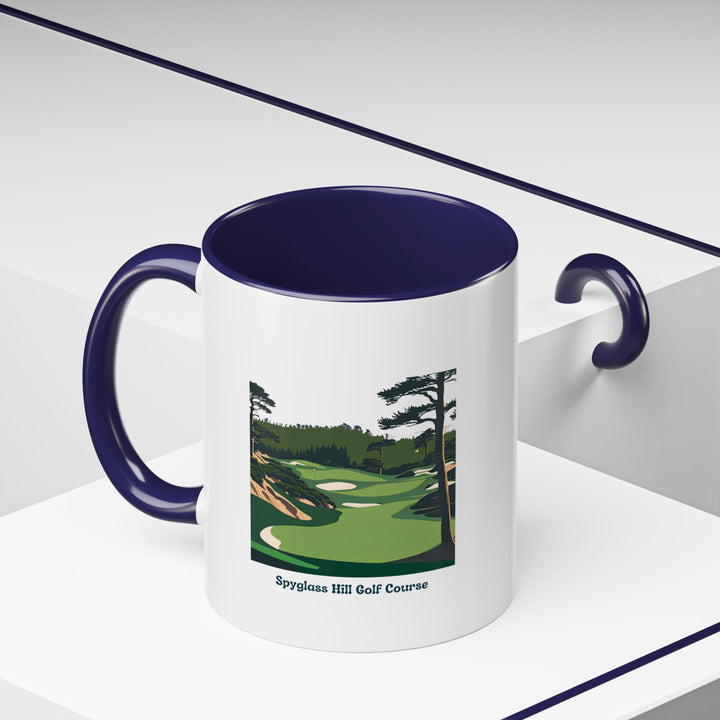 Enjoy your coffee in style with the Spyglass Hill Golf Course Mug. Featuring a design inspired by the course's breathtaking views, this durable ceramic mug is dishwasher safe and perfect for gifting.