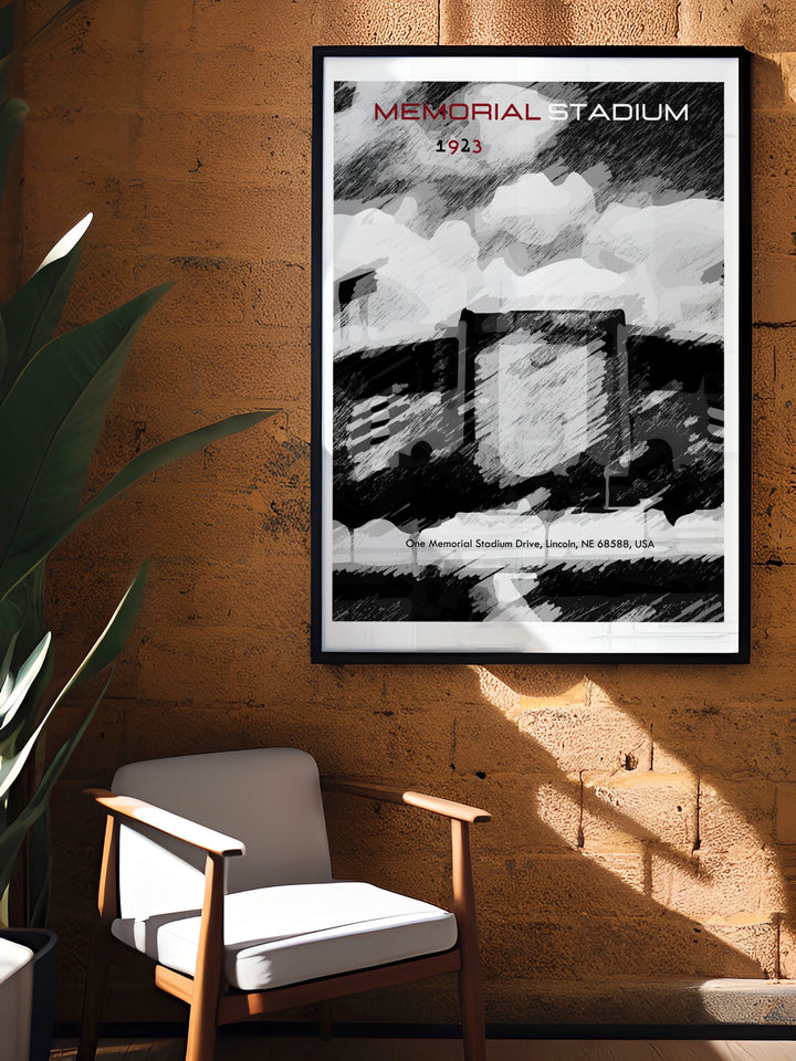 Memorial stadium modern decor showcasing Missouri Tigers in dynamic college football art ideal for creating a nostalgic touch in your home or office with stylish wall decor