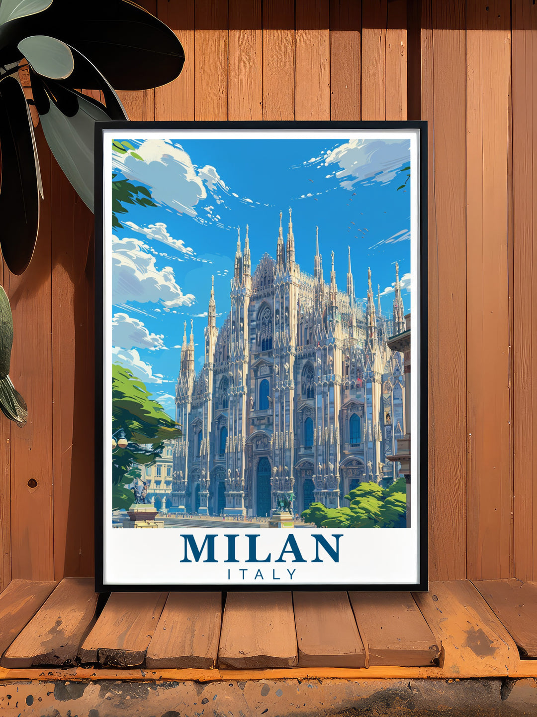 Duomo di Milano Poster Print celebrates the architectural grandeur of this famous Milan landmark. Paired with the lively streets of Italy, this travel print brings a piece of Milans iconic beauty into your home, ideal for adding a touch of European elegance to your decor.