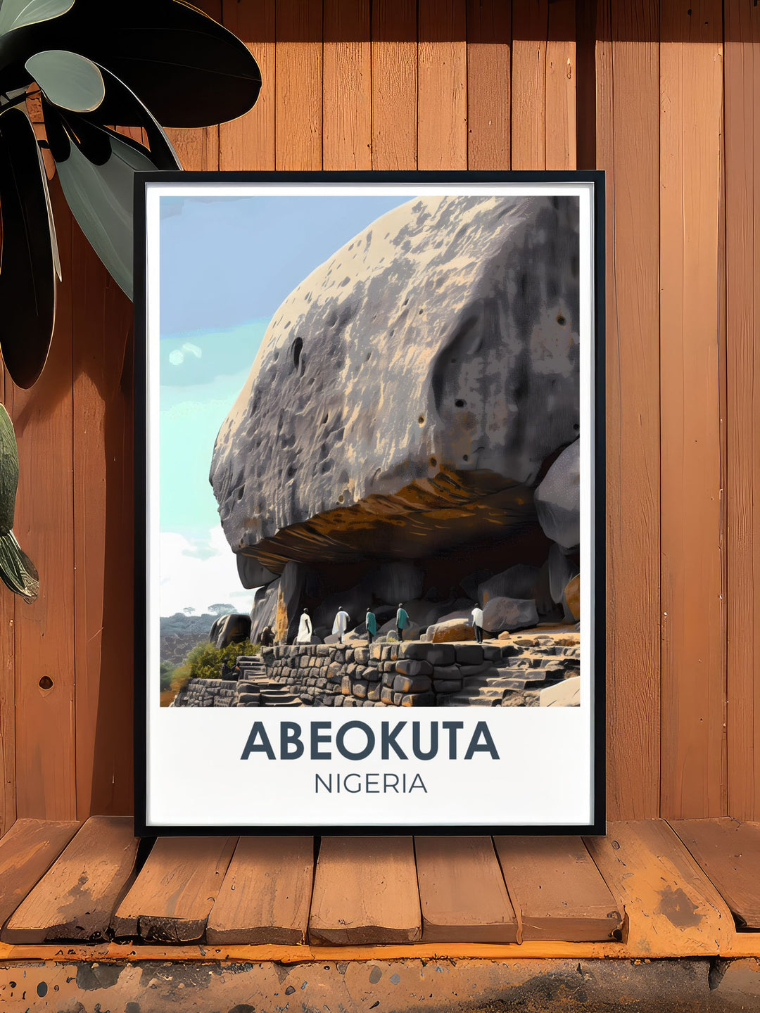 a poster of a rock formation with a text above it