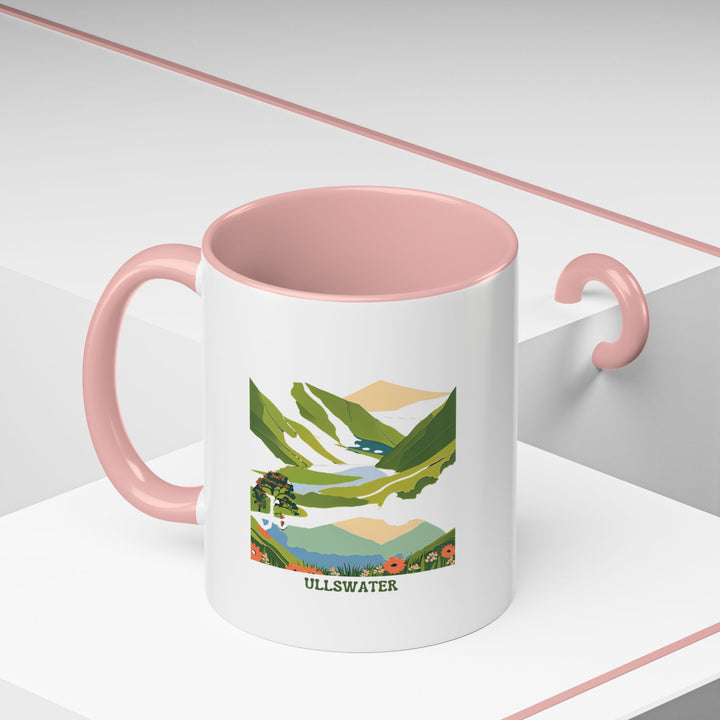 A unique Ullswater Mug featuring bold artwork inspired by the peaceful waters and picturesque landscapes of Ullswater. This dishwasher-safe ceramic mug is perfect for coffee or tea lovers and as a special gift.