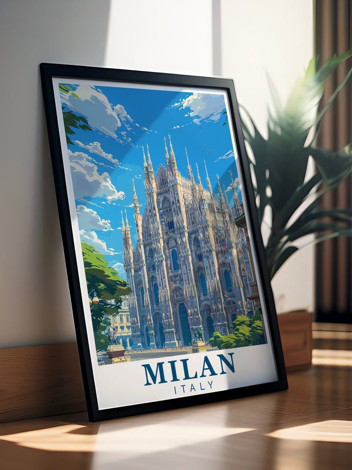 Milan Vintage Poster blends the historic beauty of the Duomo di Milano with Italys modern charm, creating a timeless piece of art. Perfect for anyone who appreciates Italian culture, this framed artwork adds a sophisticated and stylish touch to any space.