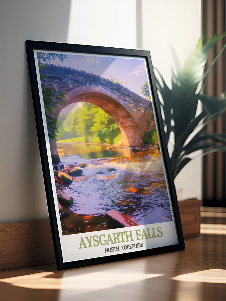 Framed print of Aysgarth Bridge in North Yorkshire a timeless piece of artwork that brings the serene beauty of the Yorkshire Dales into your home perfect for enhancing your decor with a touch of nature and history.