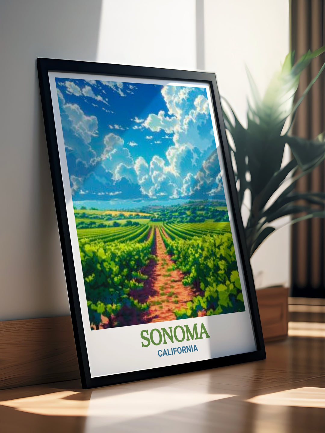 Sonoma wall art with a black and white city map design paired with Sebastiani Vineyards and Winery stunning prints. This modern Sonoma decor piece is perfect for adding charm and sophistication to any living room bedroom or office.