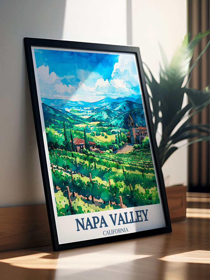 Black and white Napa Valley Poster highlighting the beautiful vineyards and the majestic Mayacamas and Vaca mountain ranges a versatile piece of art for various decor styles