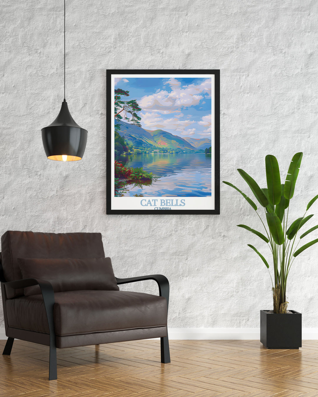 Enhance your home living decor with our Derwentwater vintage print this nature inspired artwork showcases the tranquil beauty of the Lake District perfect for wall art and gifts for hikers and those who appreciate natural beauty.