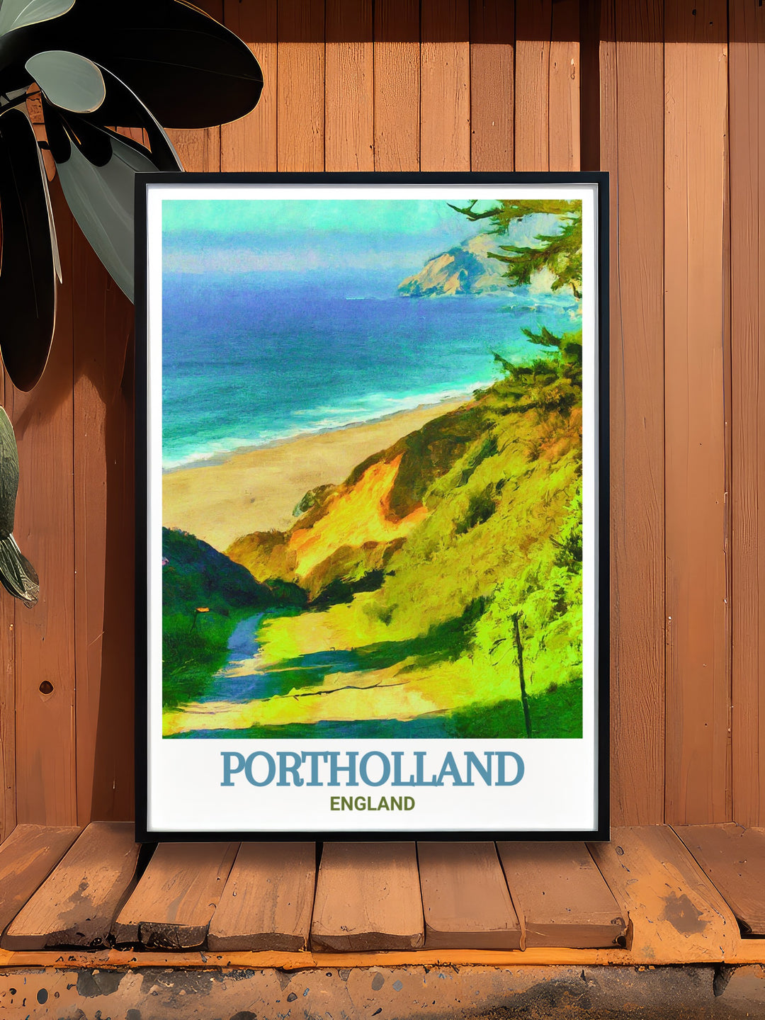 Bring the serene beauty of Portholland Beach into your home with this stunning art print. The artwork captures the essence of Cornwalls coastal landscape, making it an ideal addition to any room that appreciates the tranquility of the sea.