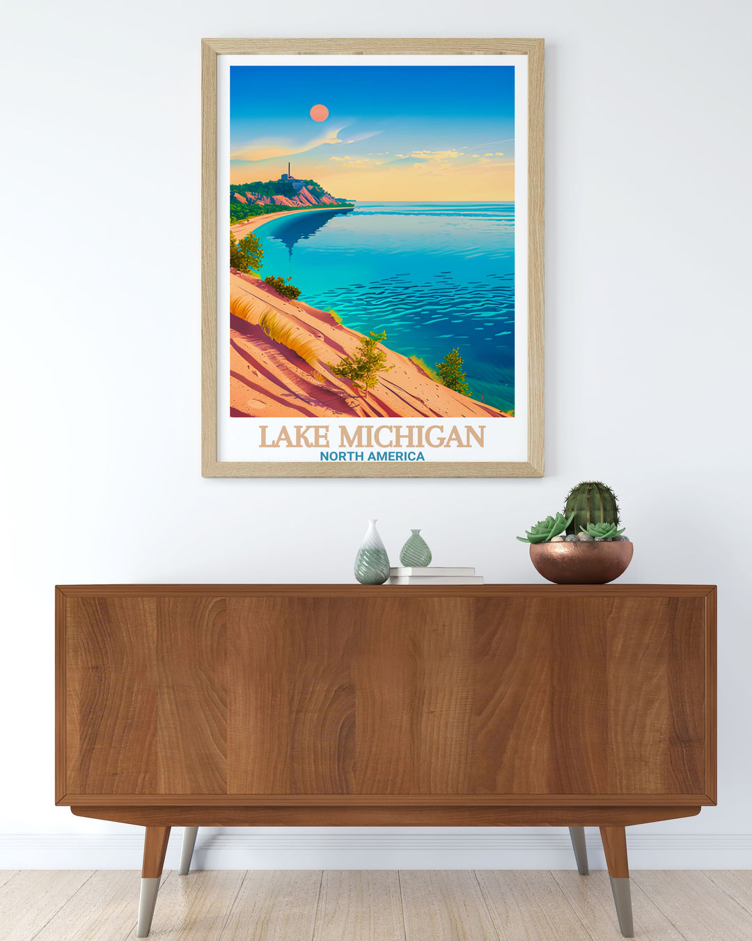 Sleeping Bear Dunes National Lakeshore Stunning Prints and Lake Michigan Poster Print add a unique focal point to any living room or bedroom. Celebrate the natural beauty of the Great Lakes with this minimalist travel art piece.