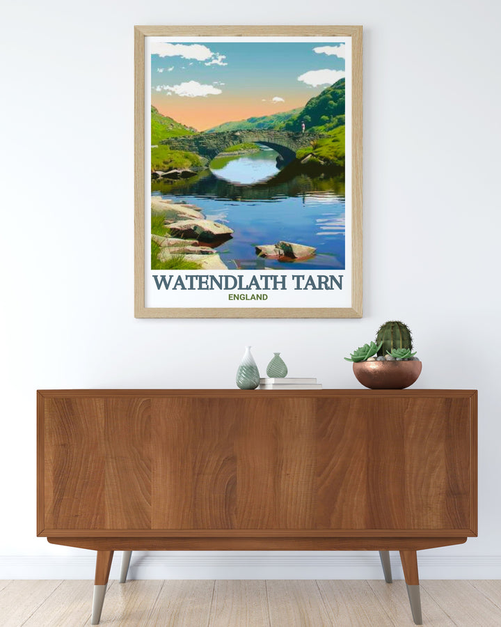 Timeless Lake District Poster with Watendlath Packhorse Bridge and serene views of Watendlath Tarn perfect for enhancing any living space with classic charm