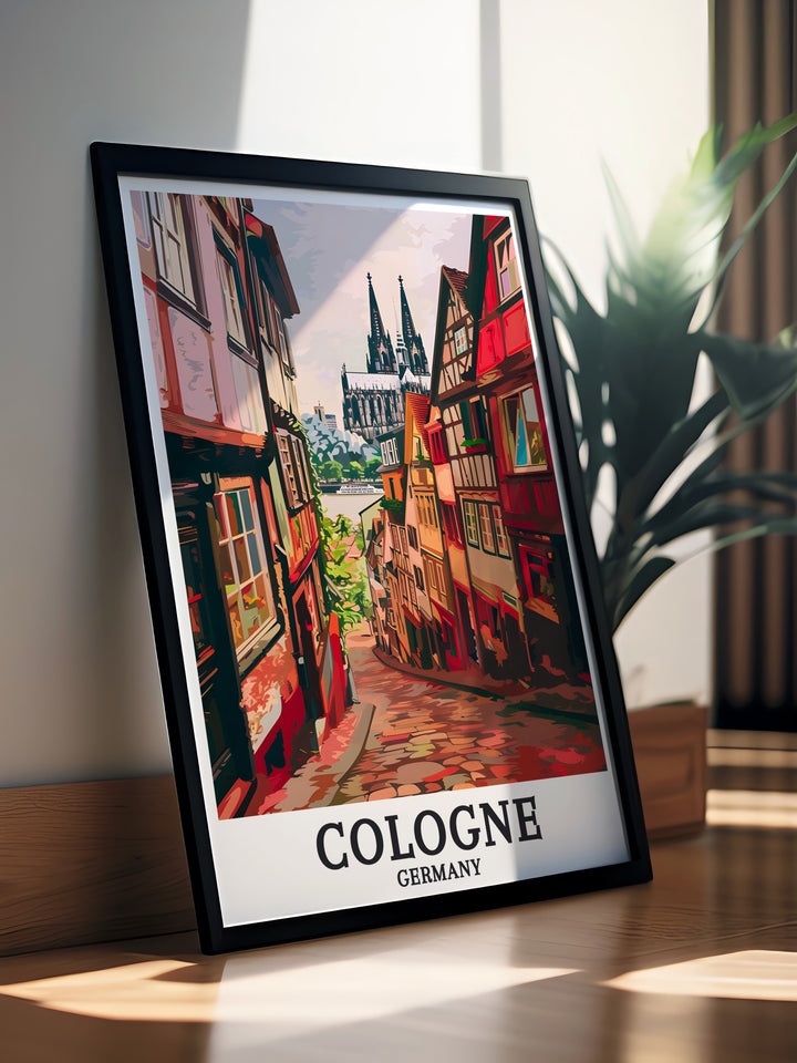 Old Town Altstadt and Cologne Cathedral stunning prints perfect for art lovers who appreciate the charm of German cities this artwork captures the essence of Cologne and pairs seamlessly with Berlin decor and Germany travel art for a cohesive interior design