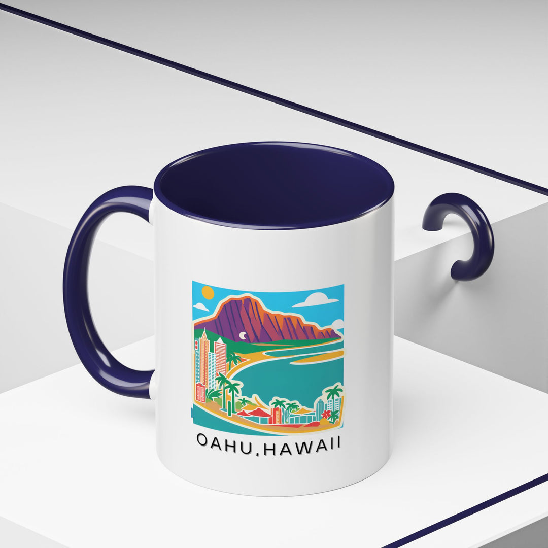 Experience the magic of O‘ahu with this detailed Hawaii mug. Ideal for your favorite drinks, the mug is both artistic and practical, featuring a vibrant design of the island’s beaches and mountains. A great gift or keepsake for Hawaii enthusiasts.