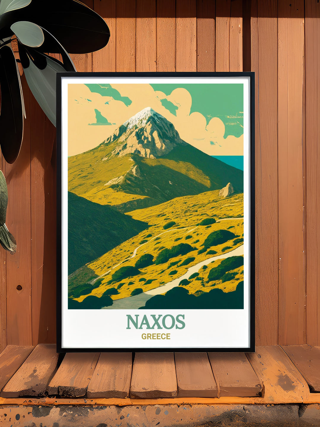 Naxos Art Print featuring Mount Zas in Naxos Greece a captivating artwork that blends modern design with classic Greek scenery perfect for anyone looking to bring the beauty of the Mediterranean into their home with a focus on the islands iconic mountain