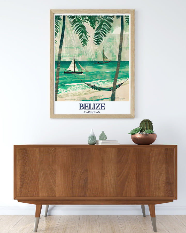 Stunning Secret Beach Ambergris Caye wall art capturing the tranquil beauty of Caribbean beaches vibrant colors and intricate details ideal for transforming any room with a touch of tropical paradise
