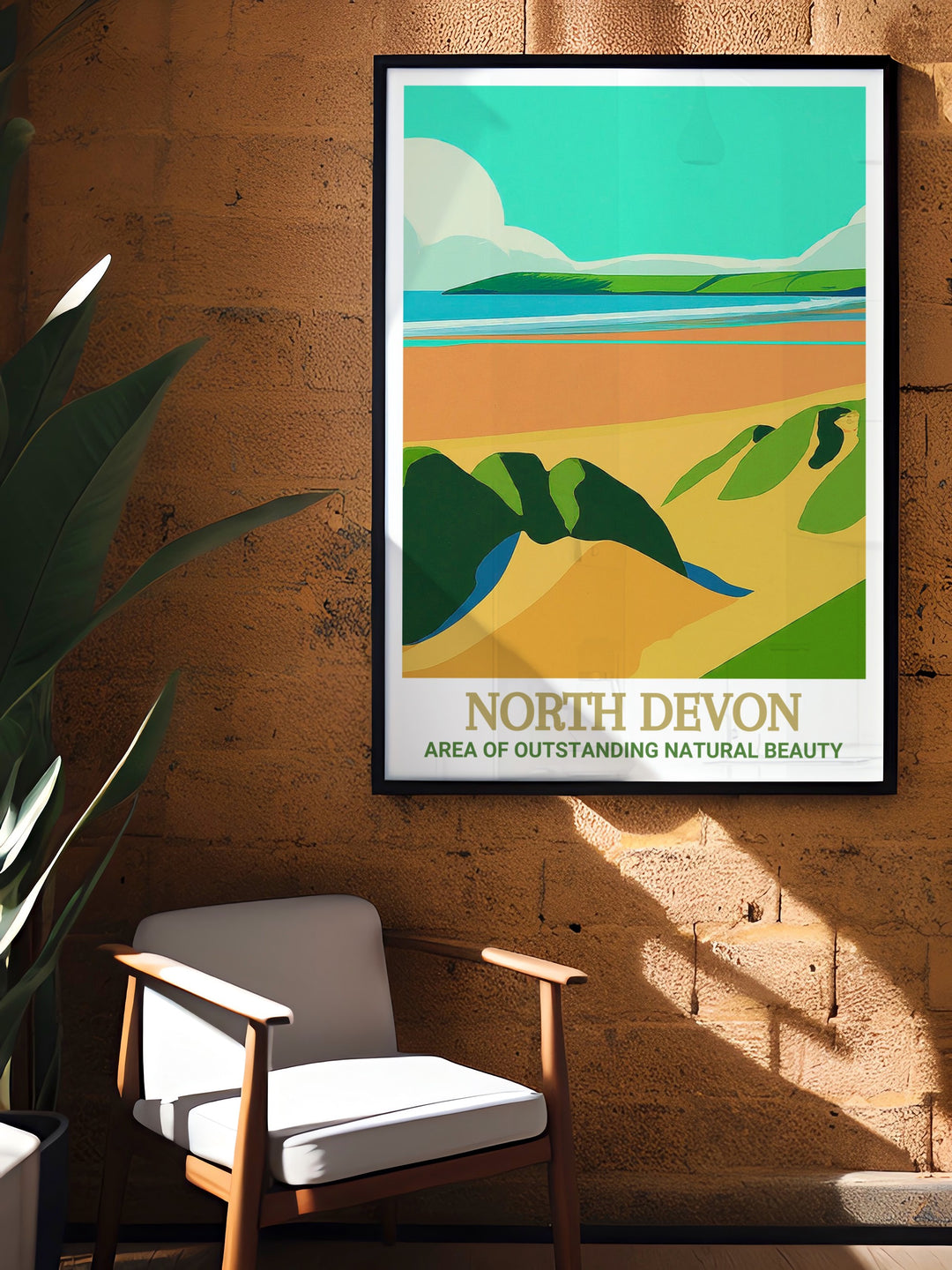 Saunton Sands Travel Print features a breathtaking view of one of North Devons most iconic beaches, known for its long stretches of sand and gentle waves. The detailed depiction of the coastline and the soft light of the setting sun make this print a must have for anyone who loves the natural beauty of Englands southwest coast.