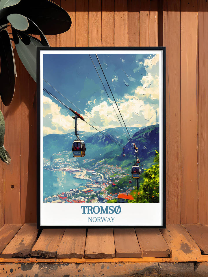 High quality Tromso Norway print depicting the Fjellheisen cable car, bringing the beauty of the Arctic landscape into your home decor.