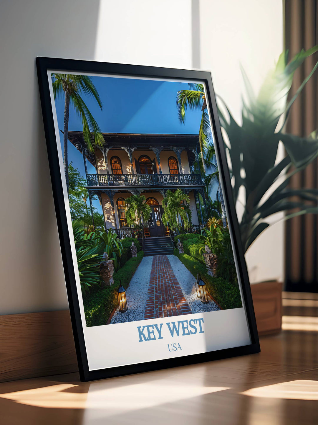 Captivating Ernest Hemingway Home and Museum Travel Poster a beautiful piece of Florida Travel Art that brings Key Wests historical sites into your home decor