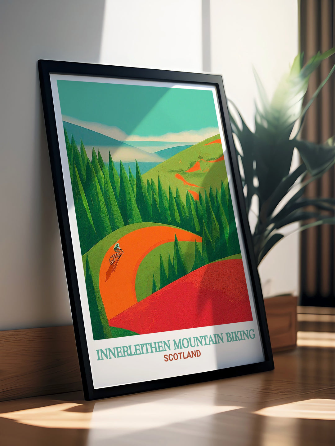 This Caberston Forest art print brings the dynamic trails of Scotlands MTB scene into your home. Featuring the famous trails of the Tweed Valley, its perfect for biking lovers and those passionate about nature.