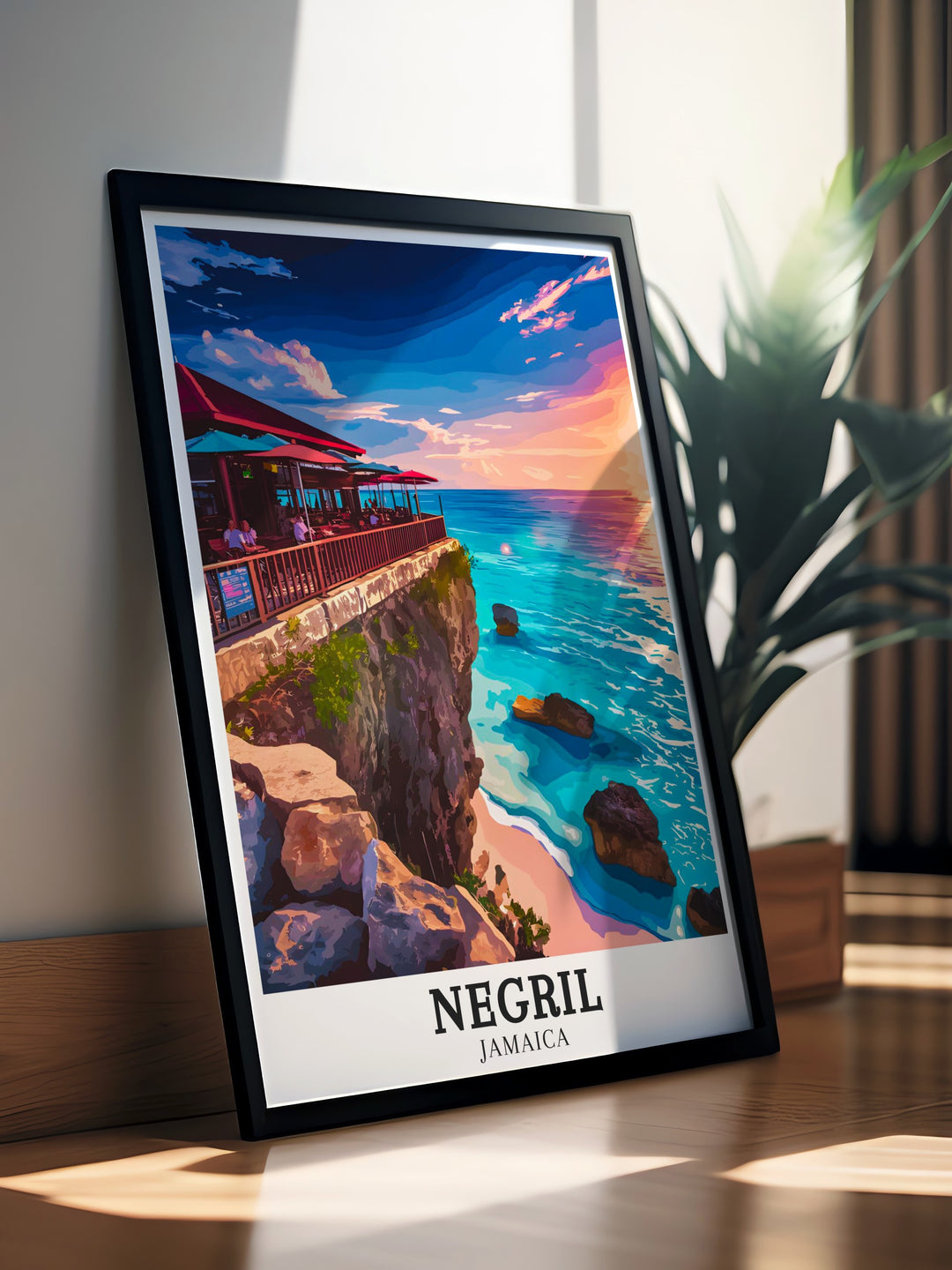 Caribbean retro travel posters featuring picturesque views of the Negril Coast, including Ricks Cafe and the West End Cliffs. These art deco travel posters bring a vintage charm to your home decor, perfect for Caribbean travel lovers. Capture the timeless beauty of the Negril Coast with our retro travel posters that showcase the regions stunning landscapes.