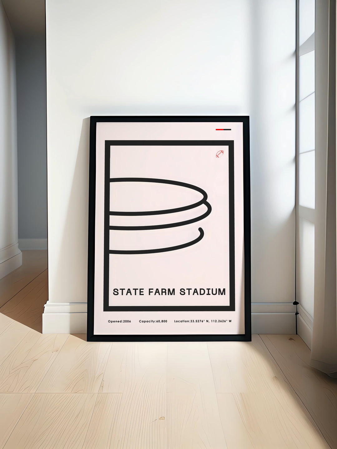 Arizona Cardinals poster with a detailed depiction of State Farm Stadium perfect for football fan gifts and modern decor