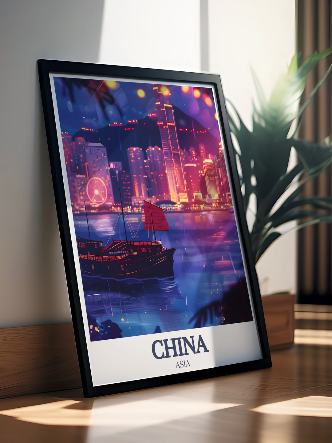 Capture the bustling energy of Hong Kongs Victoria Harbour with this stunning travel poster. The vibrant skyline, contrasted against the harbours calm waters, is perfectly rendered in this detailed canvas art. Whether for personal decor or a unique gift, this China poster print highlights the elegance and charm of one of the worlds most famous harbours.