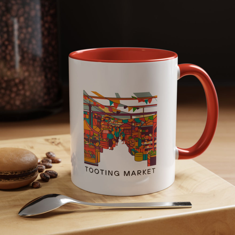 Experience the vibrancy of Tooting Market with this exquisitely crafted mug. Ideal for coffee or tea lovers, it showcases intricate designs inspired by bustling market scenes. Made from durable ceramic, dishwasher and microwave safe, perfect as a gift for those who appreciate art and culture.