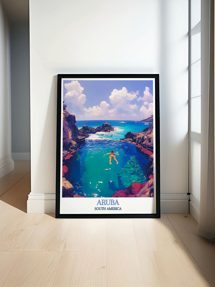 Aruba print featuring the breathtaking beauty of the Natural Pool with vibrant colors and fine line details perfect for home decor or as thoughtful gifts for friends and family on special occasions such as birthdays anniversaries or holidays