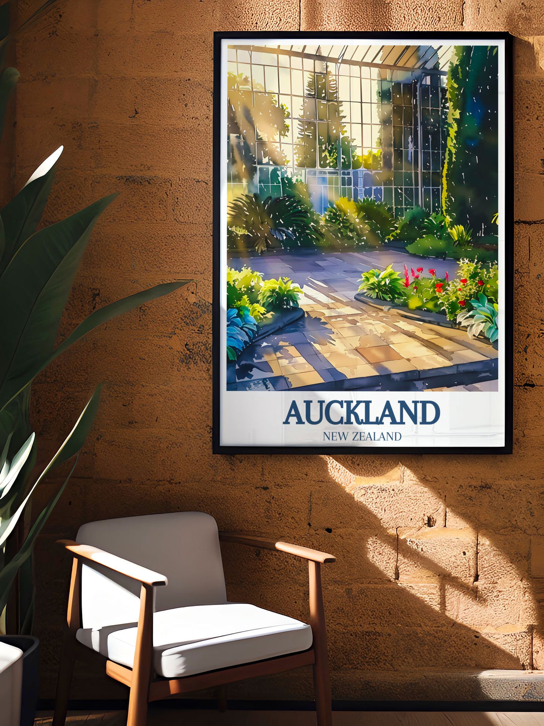 Retro travel poster of Auckland, showcasing the timeless beauty of Auckland Domain, perfect for those who appreciate natural landscapes and New Zealand culture.