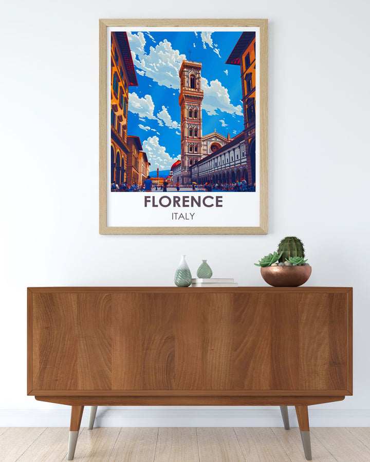 Vintage poster reflecting the charm of Piazza della Signoria, capturing its historical significance and artistic beauty.