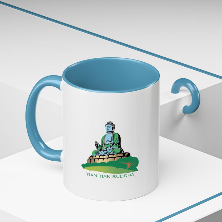 Celebrate peace and harmony with this Tian Tan Buddha Mug displaying intricate artwork of the famous statue. Dishwasher and microwave safe, it is perfect for daily use. A durable ceramic mug that serves as a thoughtful gift or personal treasure.