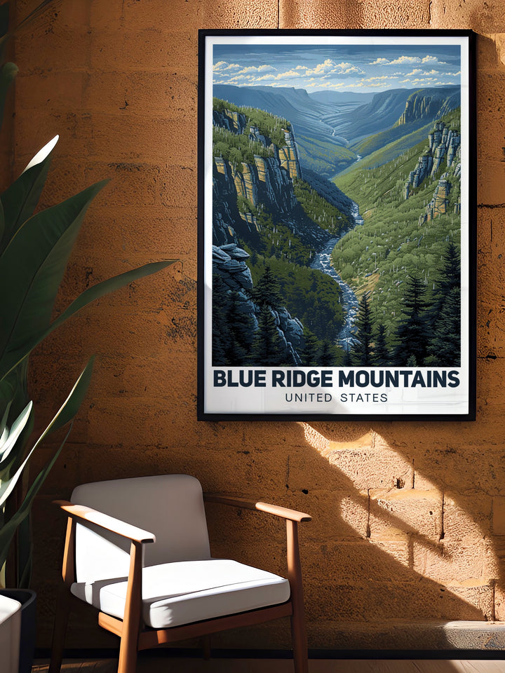 Captivating art print of Linville Gorge showcasing the timeless allure of the North Carolina mountains perfect for nature lovers and those who appreciate stunning landscapes