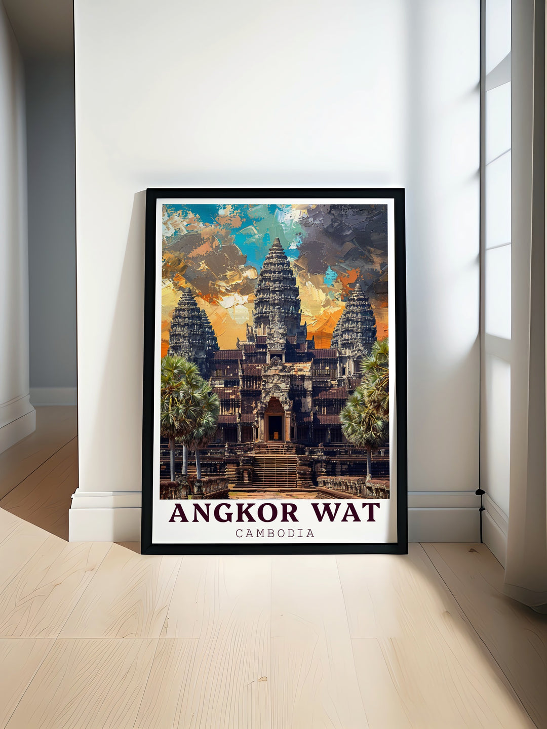 Our Angkor Wat canvas art showcases the timeless beauty of Cambodias legendary temple. The intricate details and rich colors highlight the architectural mastery of the Khmer Empire, making it an ideal piece for history enthusiasts and lovers of Southeast Asias rich heritage.