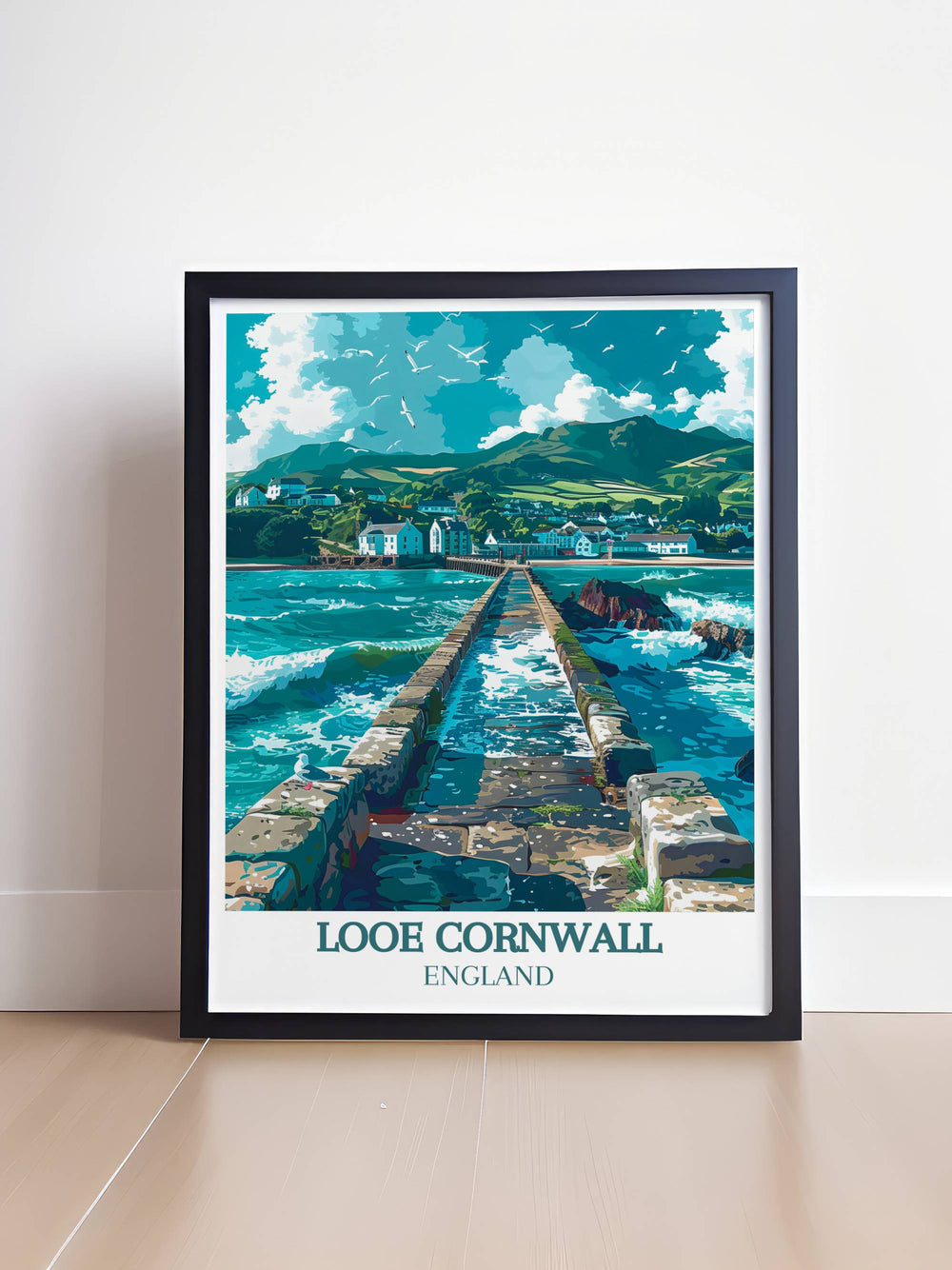 Stunning Banjo Pier Framed Print featuring detailed vintage artwork of the Banjo Pier landscape in timeless classic design.