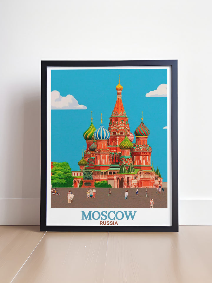 Red Square, Kremlin vintage print capturing the elegance and historic significance of Moscows most famous landmarks perfect for home decor and as a Russia gift for special occasions.