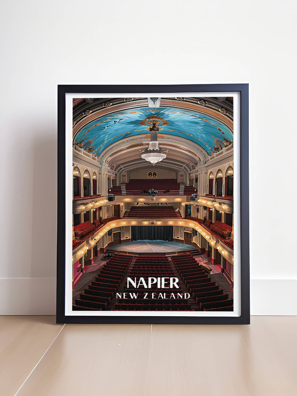 Beautiful Framed Print of Hawkes Bay Opera House showcasing the iconic Art Deco style ideal for adding a sophisticated touch to any room in your home