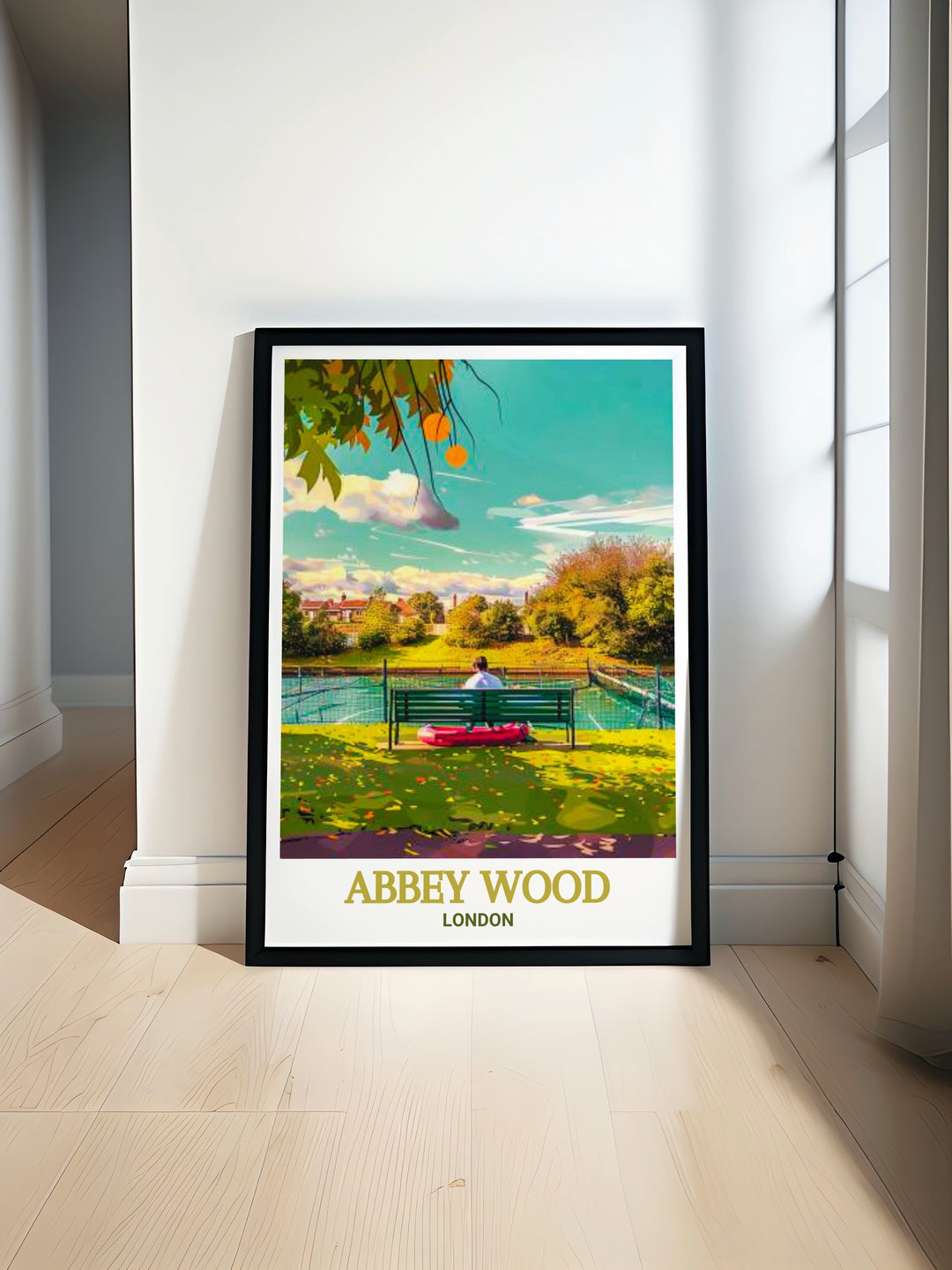 Abbey Wood Poster Print featuring the serene beauty of Bostall Gardens and Lesnes Abbey Woods in South East London a perfect addition to your vintage travel print collection and ideal for elegant home decor showcasing Londons historic and natural charm