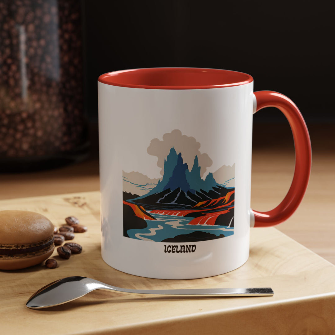 A durable Iceland Mug showcasing vibrant patterns that reflect Iceland’s cultural and natural beauty. Made from ceramic, this dishwasher-safe mug is a practical and artistic addition to your kitchen or a thoughtful gift for Iceland fans.