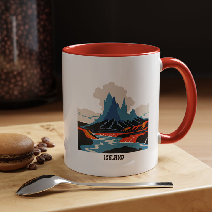 A durable Iceland Mug showcasing vibrant patterns that reflect Iceland’s cultural and natural beauty. Made from ceramic, this dishwasher-safe mug is a practical and artistic addition to your kitchen or a thoughtful gift for Iceland fans.