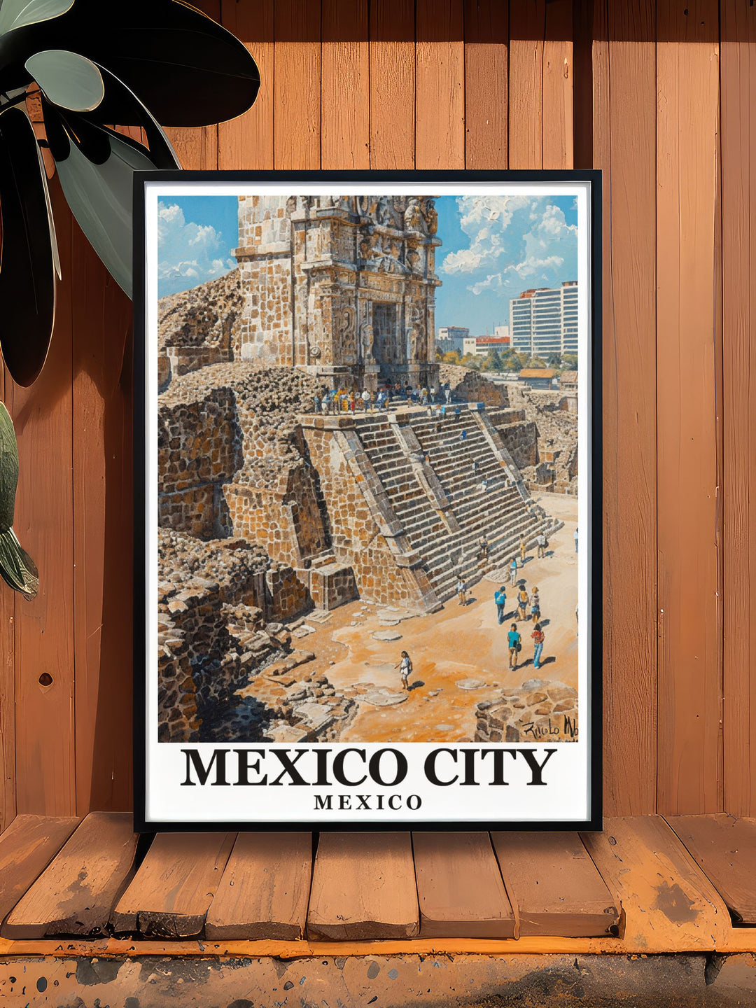 This Temple Mayor Modern Art print brings the beauty and historical significance of Mexico City into your home offering a timeless piece of art that will complement any interior decor